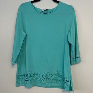 Peck & Peck Aqua Tunic with Delicate Lace
